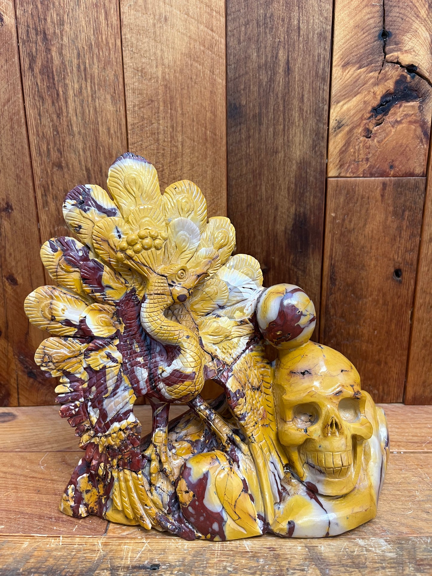 Mookaite Peacock with Skull (1867g)