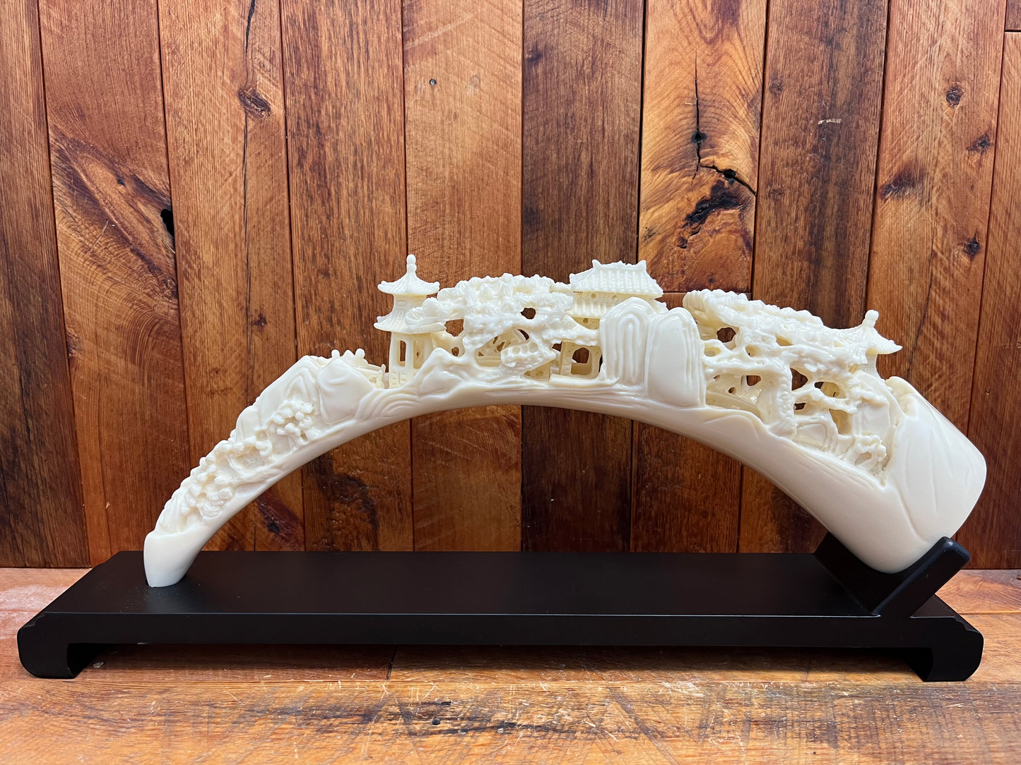 Ivory Nut Village with Stand (1497g)