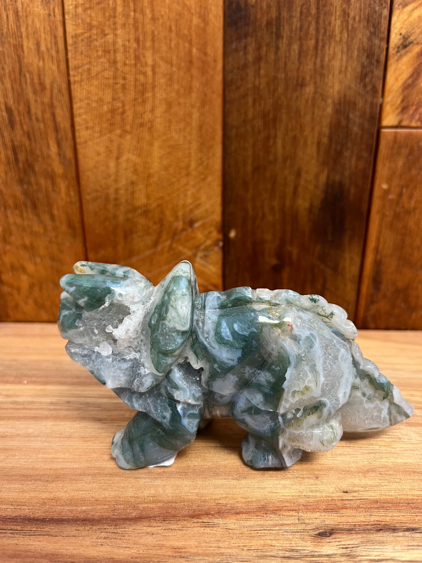 Moss Agate Triceratops (230g)