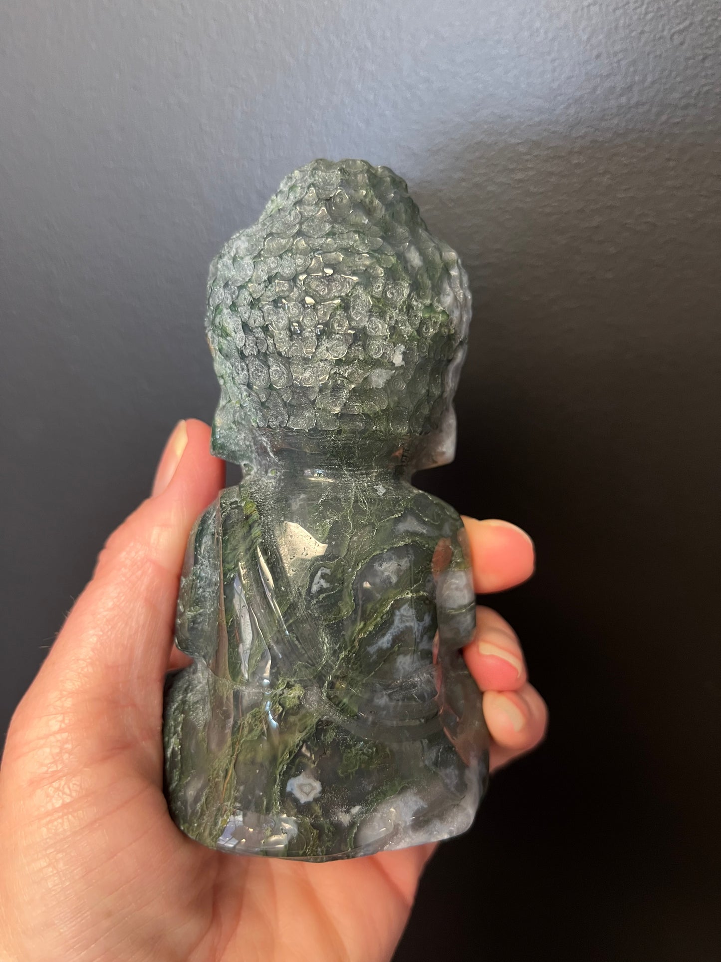 Moss Agate Buddha (445g)