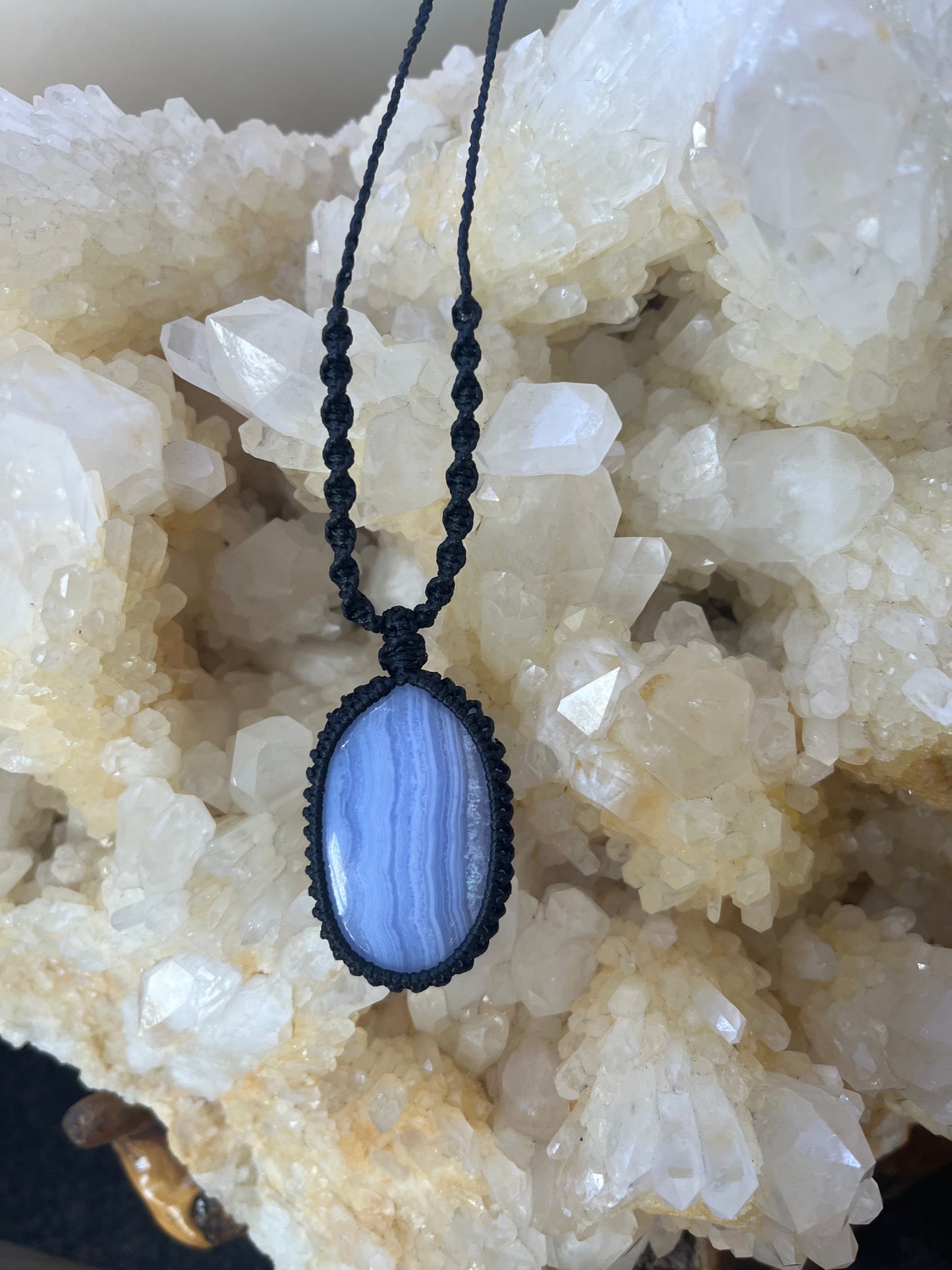 Blue Lace Agate Wrapped Necklace (32g)