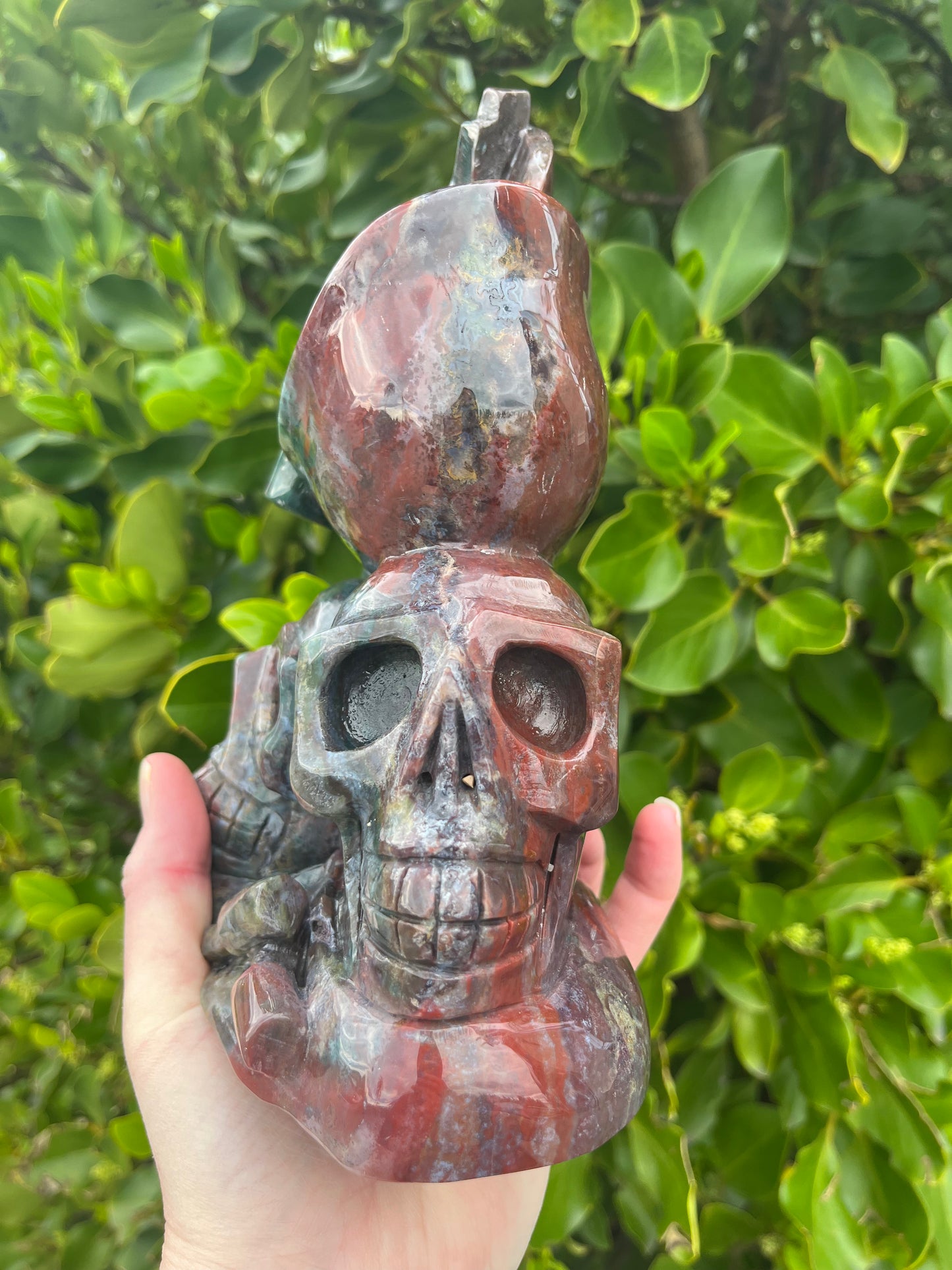 Ocean Jasper Army Skull (2142g)