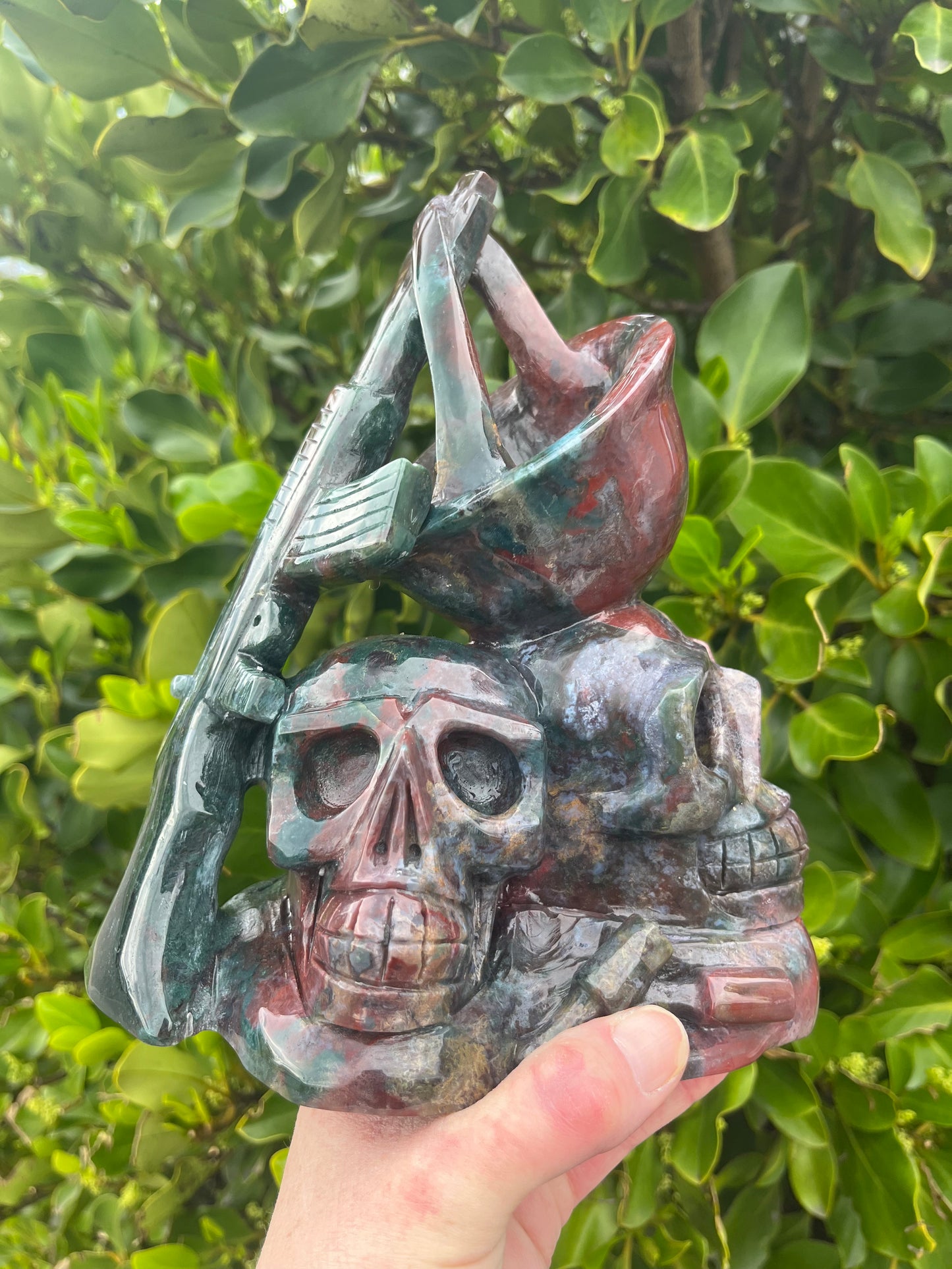 Ocean Jasper Army Skull (2142g)