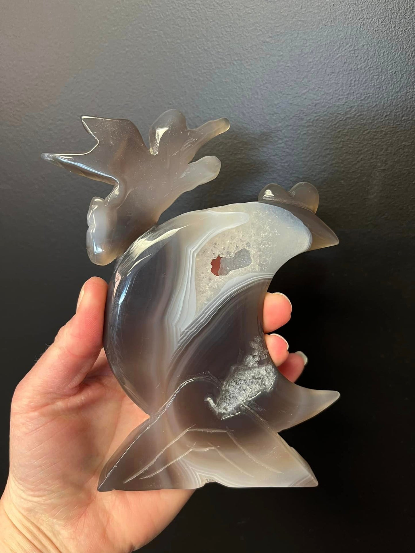 Agate Moon with Cherub (337g)