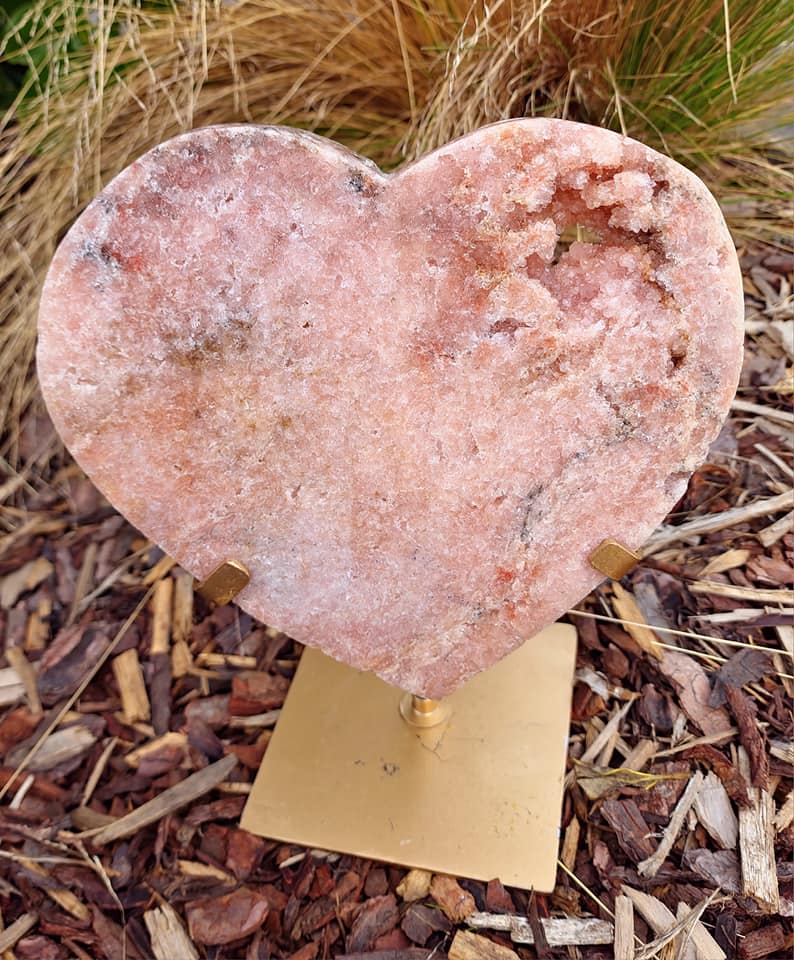 Pink Amethyst Heart with Stand (2895g)