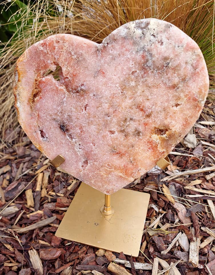 Pink Amethyst Heart with Stand (2895g)