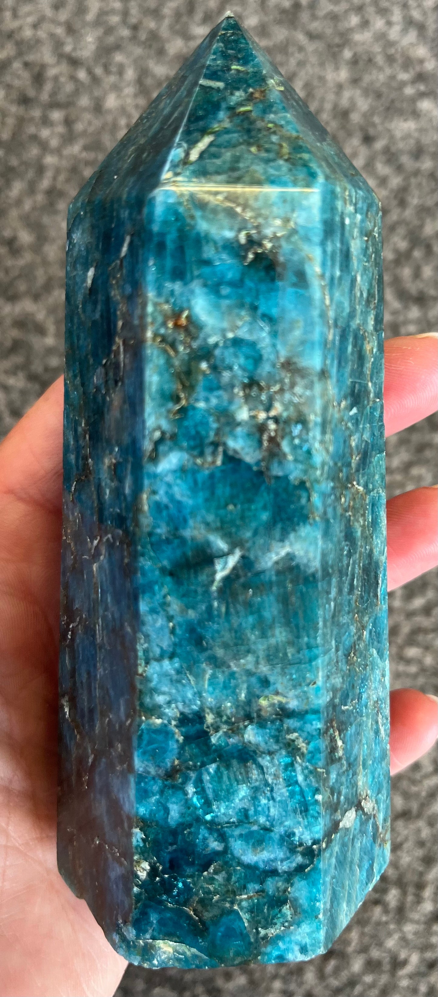 Blue Apatite Tower (508g)