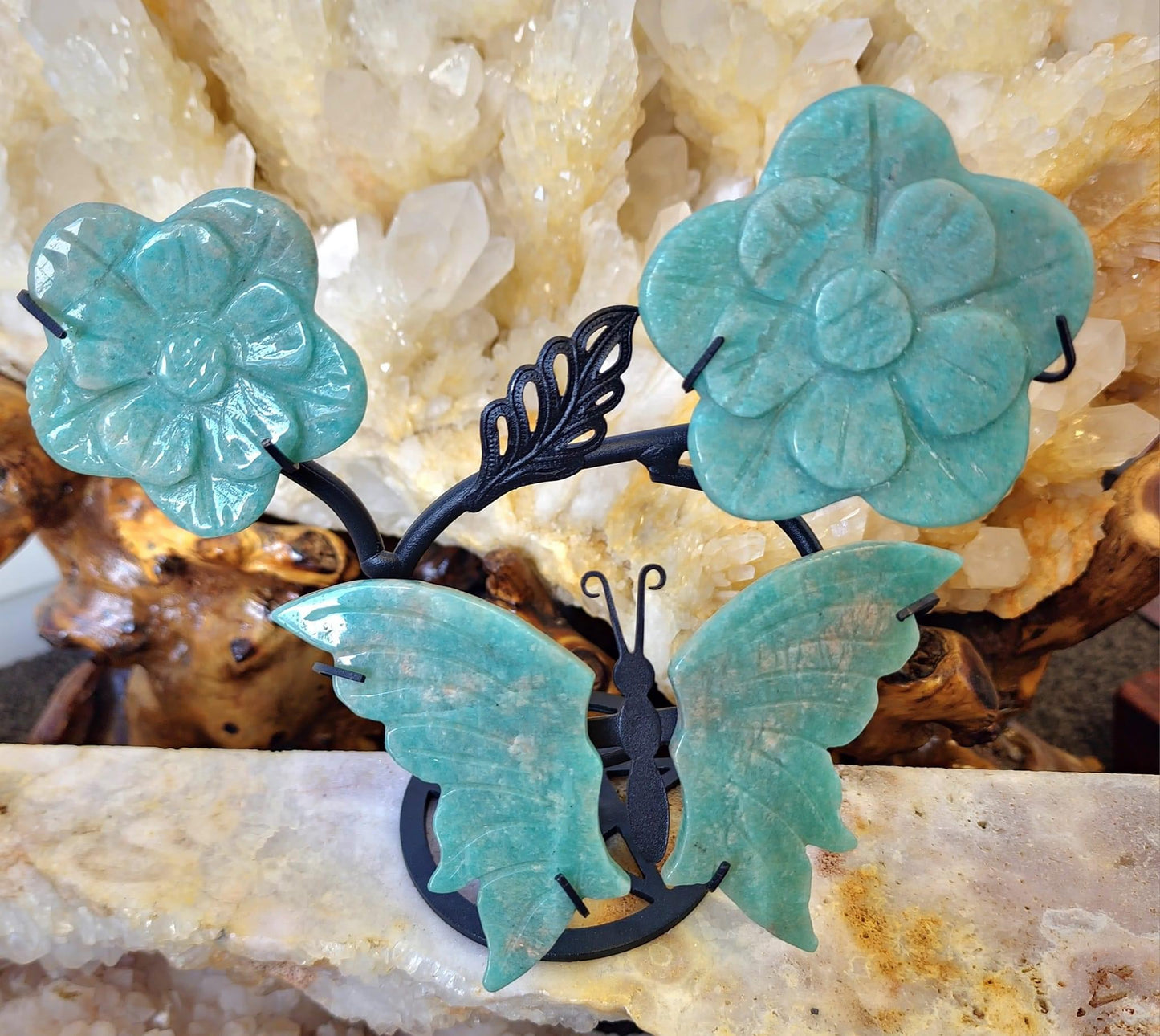 Amazonite Butterfly and Flowers (308g)