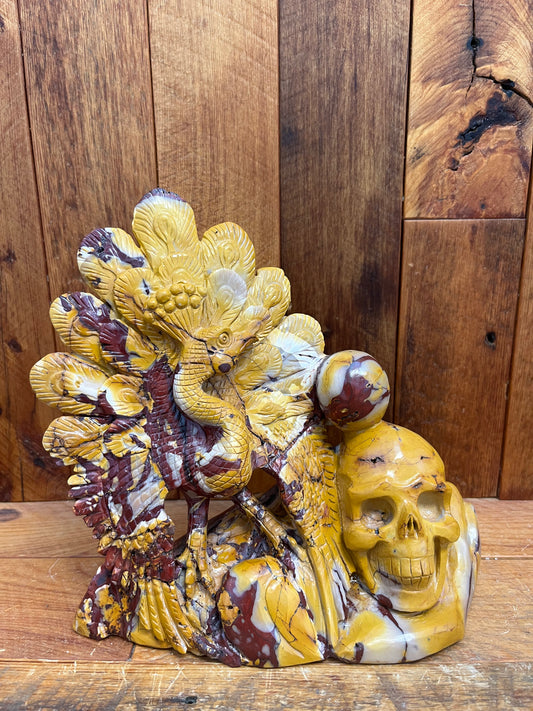 Mookaite Peacock with Skull (1867g)