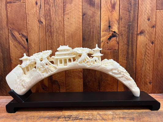 Ivory Nut Village with Stand (1497g)