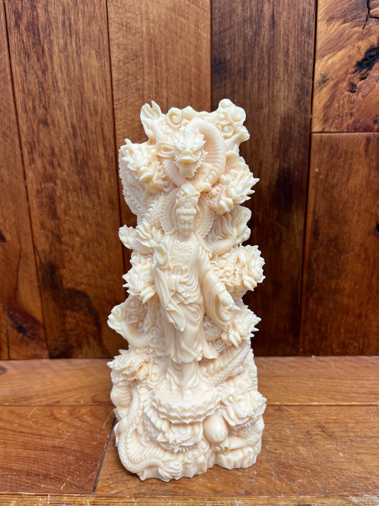 Ivory Nut Guanyin with Dragon (558g)