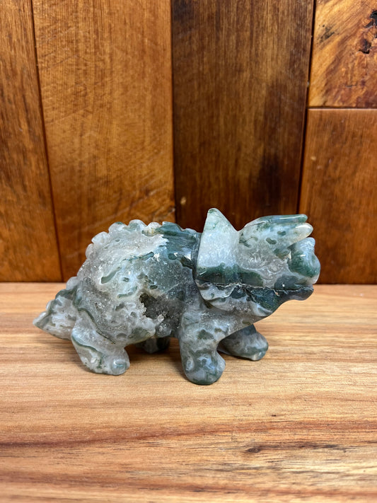 Moss Agate Triceratops (230g)