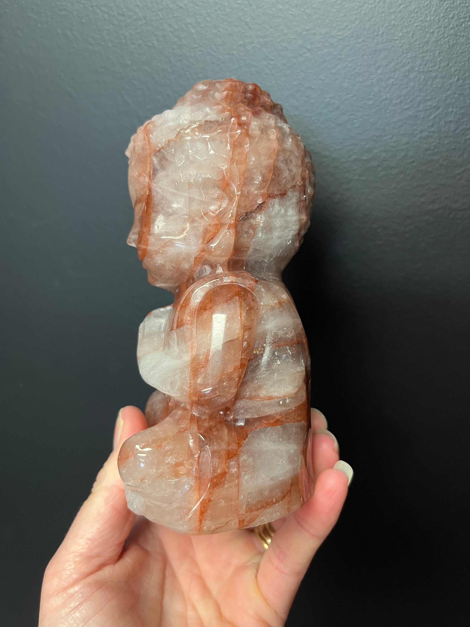 Ios Quartz Fire Quartz Buddha (1017g) – Shevron Crystals