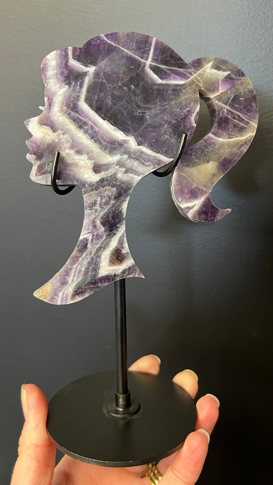 Chevron Amethyst Lady Silhouette with Stand (336g)