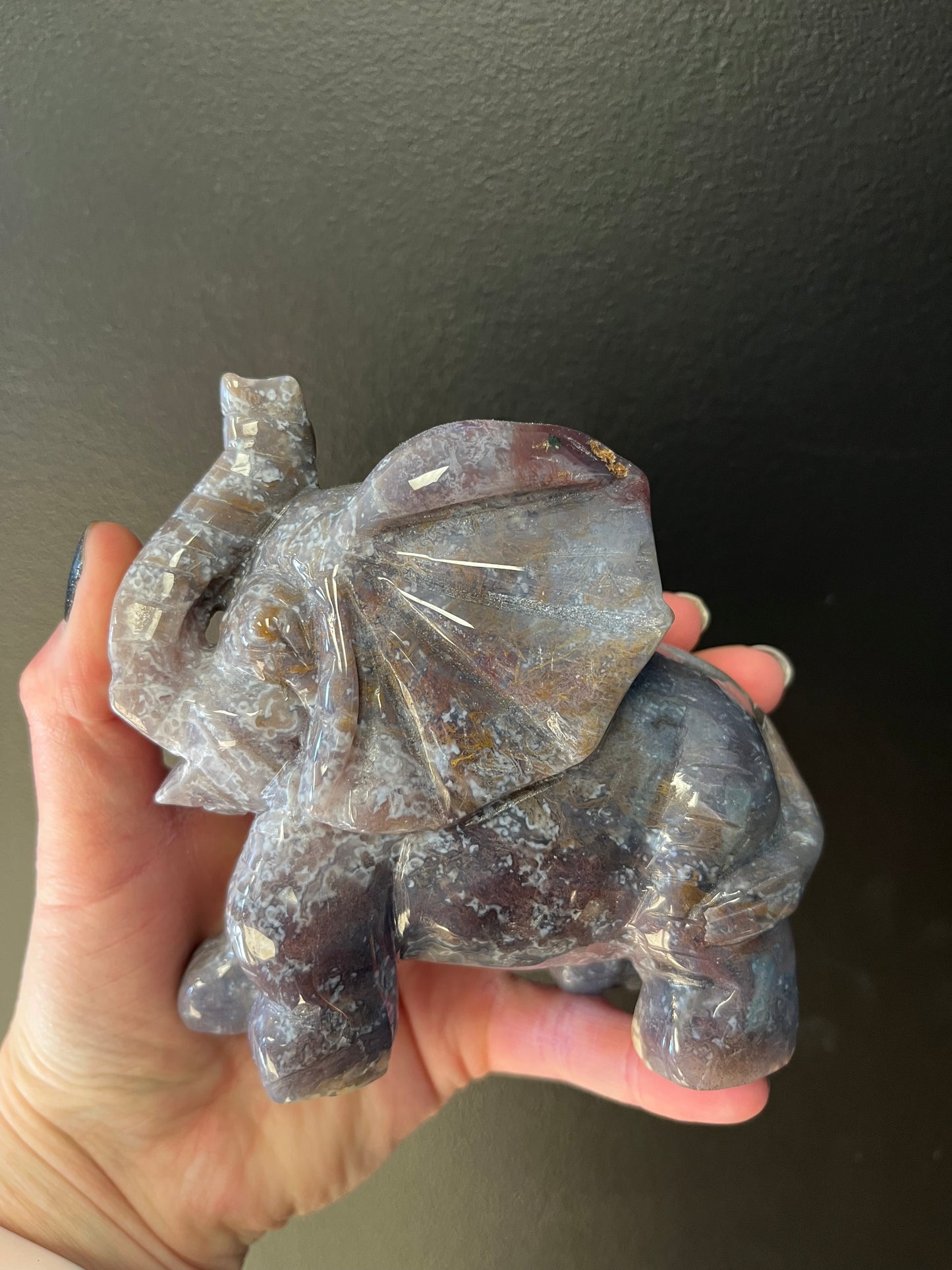 Moss Agate Elephant (691g)