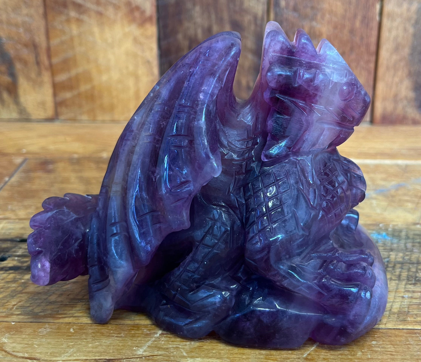 Purple Fluorite Dragon Carving (923g)