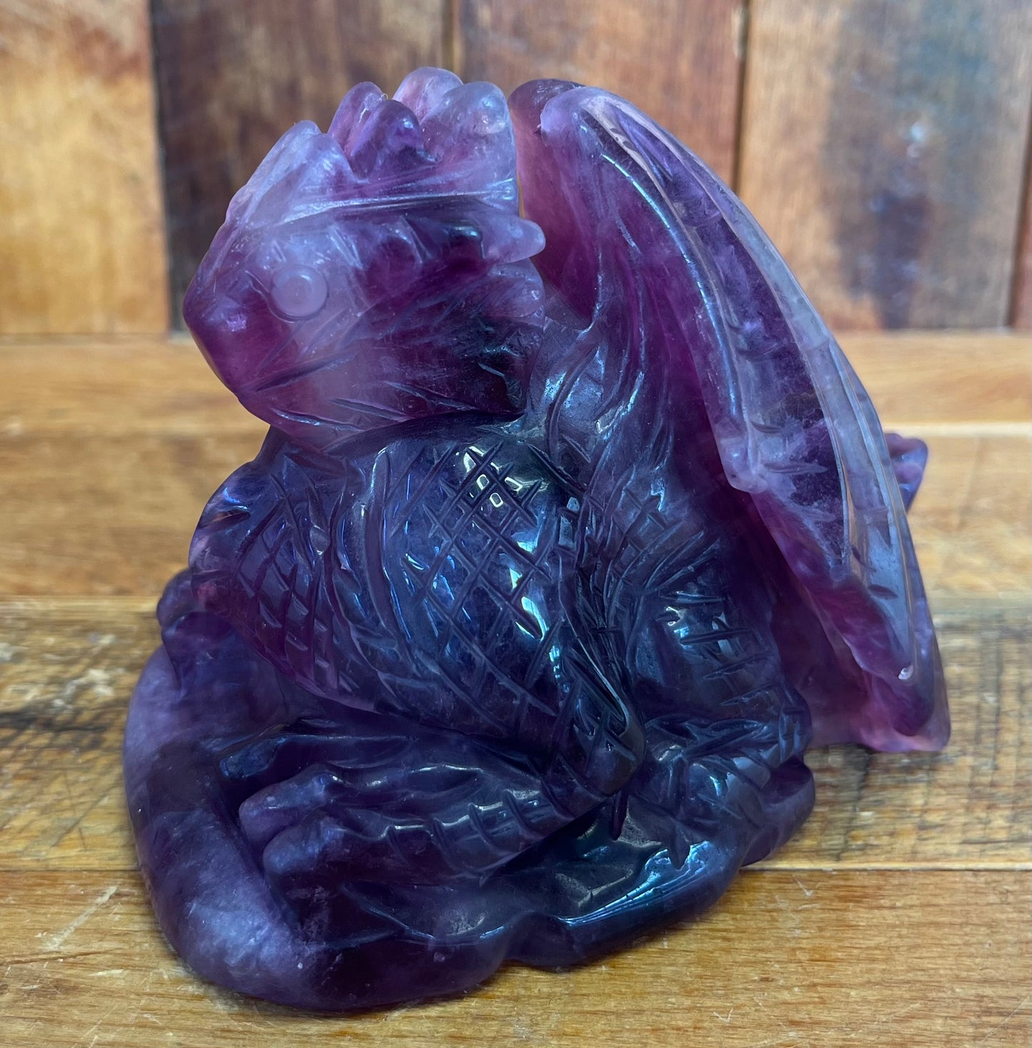 Purple Fluorite Dragon Carving (923g)