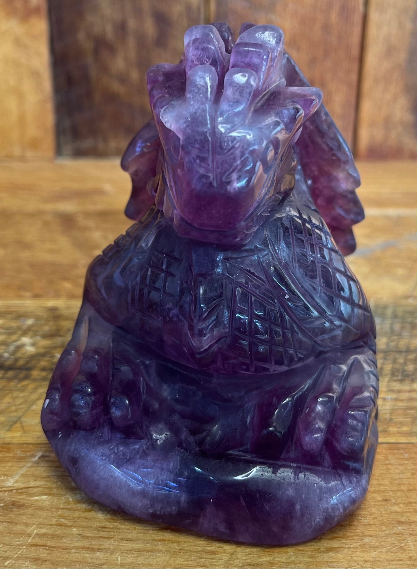 Purple Fluorite Dragon Carving (923g)