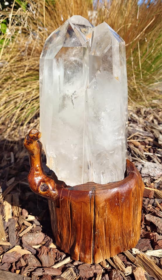 Clear Quartz Tower in Stand (3352g)