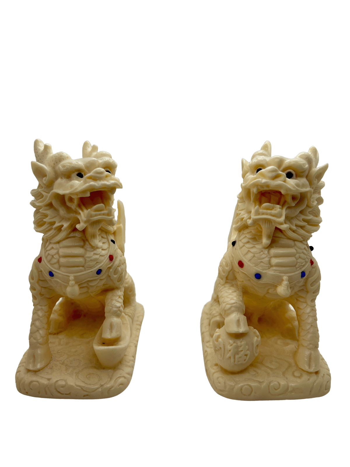 Ivory Nut Carving - Winged Dragon Pair