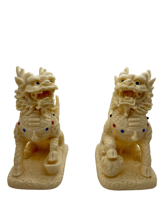 Ivory Nut Carving - Winged Dragon Pair