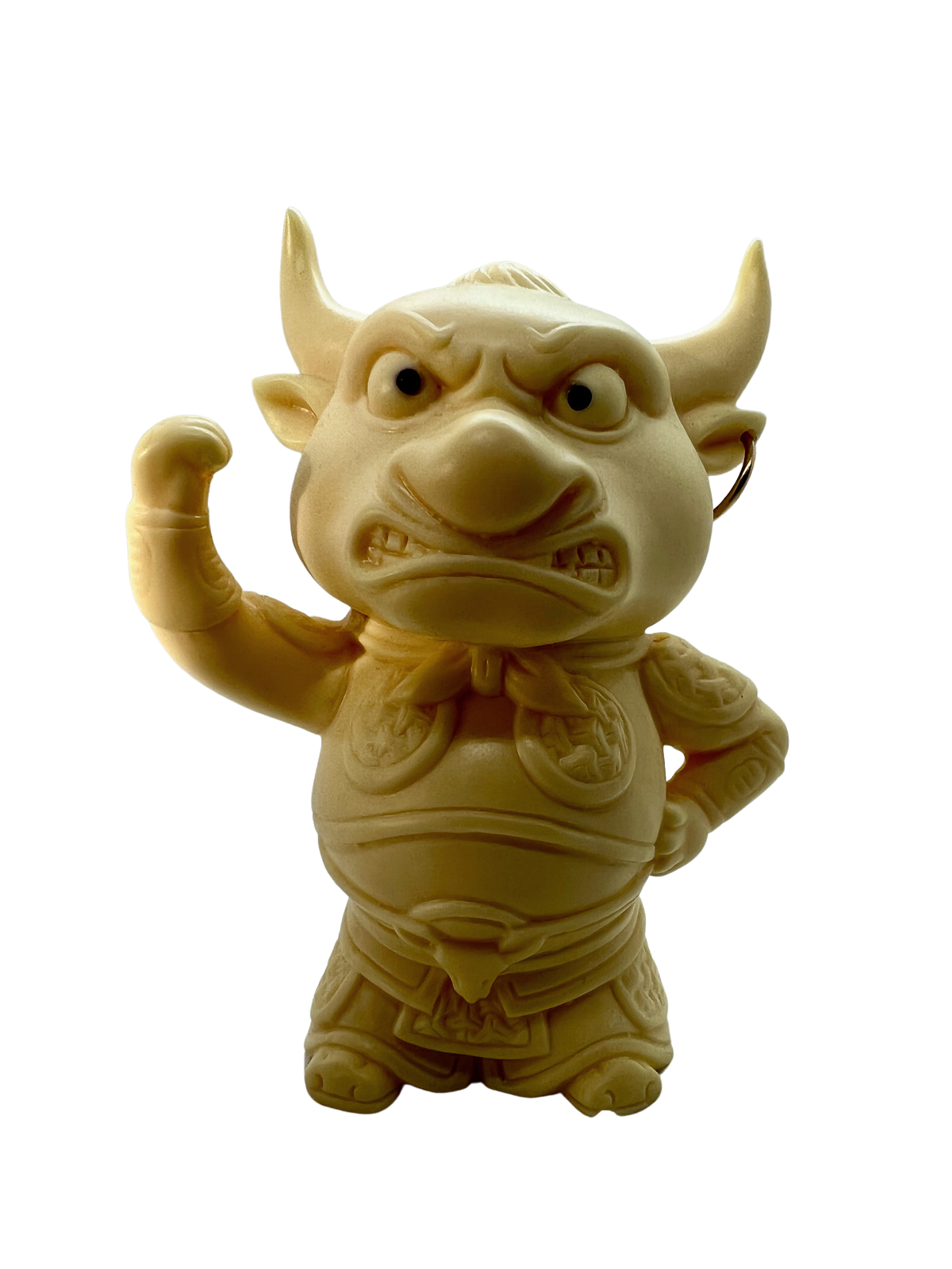 Ivory Nut Carving - Angry Bull Man with earring