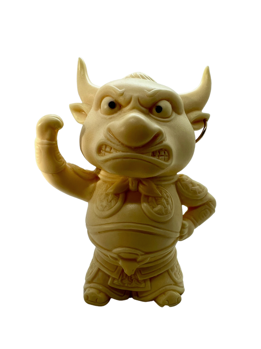 Ivory Nut Carving - Angry Bull Man with earring